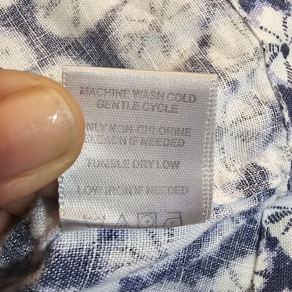 John Mark Linen Blue White Lagen Casual Coastal Button Tunic Large with Pockets - Picture 6 of 7